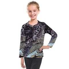 Black Marble Abstract Pattern Texture Kids  Long Mesh Tee