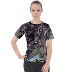 Black Marble Abstract Pattern Texture Women s Sport Raglan Tee