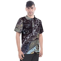 Black Marble Abstract Pattern Texture Men s Polo Tee by Jancukart