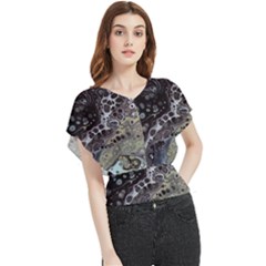 Black Marble Abstract Pattern Texture Butterfly Chiffon Blouse