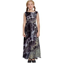 Black Marble Abstract Pattern Texture Kids  Satin Sleeveless Maxi Dress