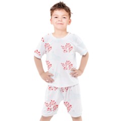 Siberian Husky T- Shirtsiberian Husky Dog Pattern With Tree T- Shirt Kids  Tee And Shorts Set by maxcute