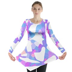 Silhouette Design T- Shirt Silhouette Design Abstract Maze Geometric Abstract Colours T- Shirt Long Sleeve Tunic  by maxcute