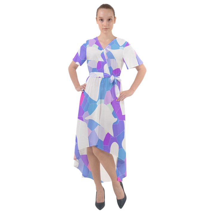 Silhouette Design T- Shirt Silhouette Design Abstract Maze Geometric Abstract Colours T- Shirt Front Wrap High Low Dress