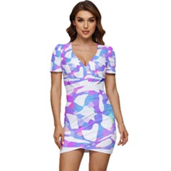 Silhouette Design T- Shirt Silhouette Design Abstract Maze Geometric Abstract Colours T- Shirt Low Cut Cap Sleeve Mini Dress