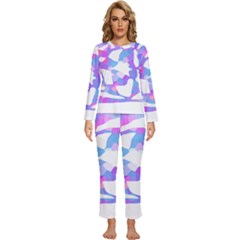 Silhouette Design T- Shirt Silhouette Design Abstract Maze Geometric Abstract Colours T- Shirt Womens  Long Sleeve Lightweight Pajamas Set