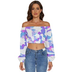 Silhouette Design T- Shirt Silhouette Design Abstract Maze Geometric Abstract Colours T- Shirt Long Sleeve Crinkled Weave Crop Top