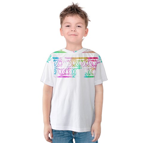 Silhouette Design T- Shirt Vintage Leaves Silhouette Design Border Pastel Colours T- Shirt Kids  Cotton Tee by maxcute