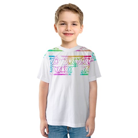 Silhouette Design T- Shirt Vintage Leaves Silhouette Design Border Pastel Colours T- Shirt Kids  Sport Mesh Tee by maxcute