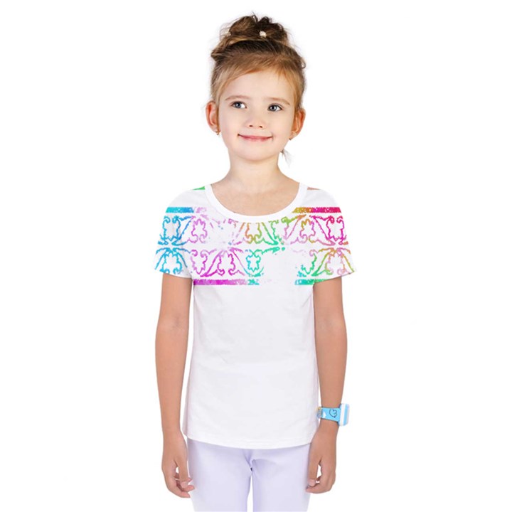 Silhouette Design T- Shirt Vintage Leaves Silhouette Design Border Pastel Colours T- Shirt Kids  One Piece Tee