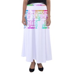 Silhouette Design T- Shirt Vintage Leaves Silhouette Design Border Pastel Colours T- Shirt Flared Maxi Skirt by maxcute