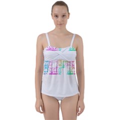 Silhouette Design T- Shirt Vintage Leaves Silhouette Design Border Pastel Colours T- Shirt Twist Front Tankini Set by maxcute