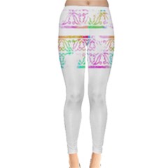 Silhouette Design T- Shirt Vintage Leaves Silhouette Design Border Pastel Colours T- Shirt Inside Out Leggings by maxcute