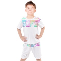 Silhouette Design T- Shirt Vintage Leaves Silhouette Design Border Pastel Colours T- Shirt Kids  Tee And Shorts Set by maxcute