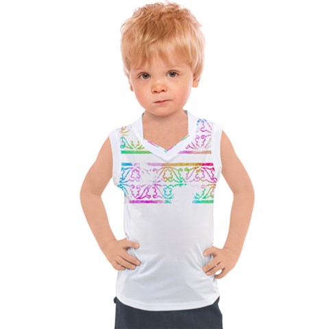 Silhouette Design T- Shirt Vintage Leaves Silhouette Design Border Pastel Colours T- Shirt Kids  Sport Tank Top by maxcute