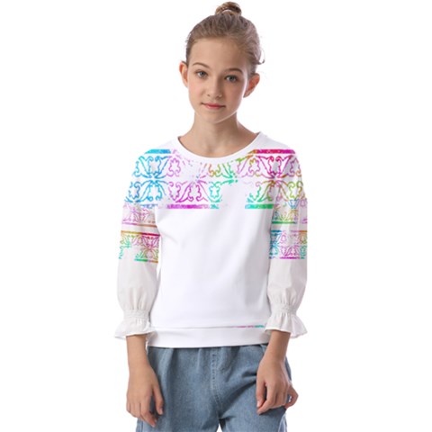 Silhouette Design T- Shirt Vintage Leaves Silhouette Design Border Pastel Colours T- Shirt Kids  Cuff Sleeve Top by maxcute