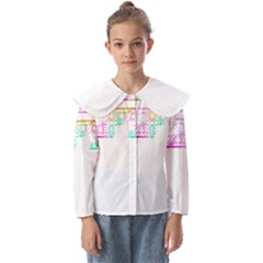 Silhouette Design T- Shirt Vintage Leaves Silhouette Design Border Pastel Colours T- Shirt Kids  Peter Pan Collar Blouse by maxcute