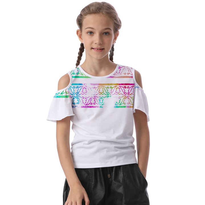 Silhouette Design T- Shirt Vintage Leaves Silhouette Design Border Pastel Colours T- Shirt Kids  Butterfly Cutout Tee