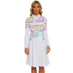 Silhouette Design T- Shirt Vintage Leaves Silhouette Design Border Pastel Colours T- Shirt Long Sleeve Shirt Collar A-line Dress