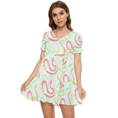 Snake T- Shirt Snakes Pattern T- Shirt Tiered Short Sleeve Babydoll Dress by maxcute