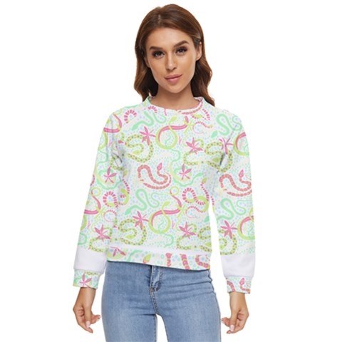 Snake T- Shirt Snakes Pattern T- Shirt Women s Long Sleeve Raglan Tee by maxcute