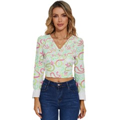 Snake T- Shirt Snakes Pattern T- Shirt Long Sleeve V-neck Top