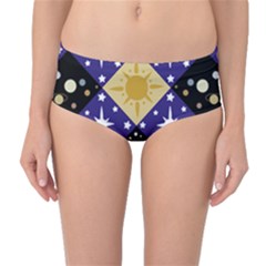 Space T- Shirt Space Pattern T- Shirt Mid-waist Bikini Bottoms by maxcute