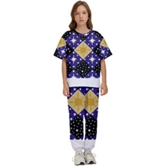 Space T- Shirt Space Pattern T- Shirt Kids  Tee And Pants Sports Set