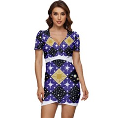 Space T- Shirt Space Pattern T- Shirt Low Cut Cap Sleeve Mini Dress