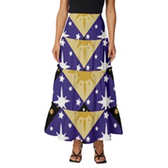 Space T- Shirt Space Pattern T- Shirt Tiered Ruffle Maxi Skirt