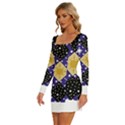 Space T- Shirt Space Pattern T- Shirt Long Sleeve Square Neck Bodycon Velour Dress View2