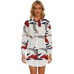 Special T- Shirt Special Flowers Pattern T- Shirt Womens Long Sleeve Shirt Dress