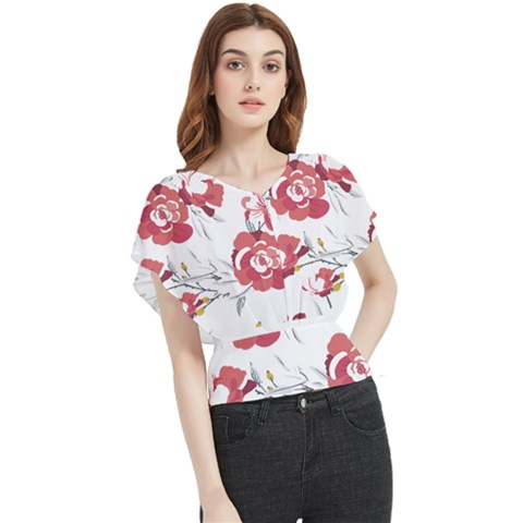 Spring Blooms T- Shirt Spring Blooming Petals T- Shirt Butterfly Chiffon Blouse by maxcute