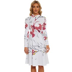 Spring Blooms T- Shirt Spring Blooming Petals T- Shirt Long Sleeve Shirt Collar A-line Dress