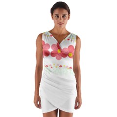 Spring T- Shirt Spring Flowers T- Shirt Wrap Front Bodycon Dress by maxcute