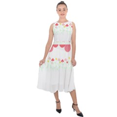 Spring T- Shirt Spring Flowers T- Shirt Midi Tie-back Chiffon Dress by maxcute