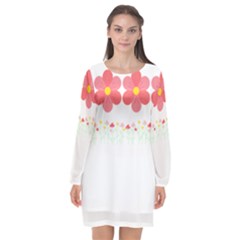 Spring T- Shirt Spring Flowers T- Shirt Long Sleeve Chiffon Shift Dress  by maxcute