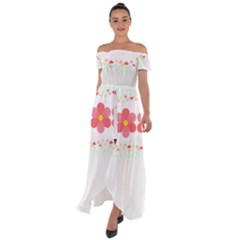 Spring T- Shirt Spring Flowers T- Shirt Off Shoulder Open Front Chiffon Dress by maxcute