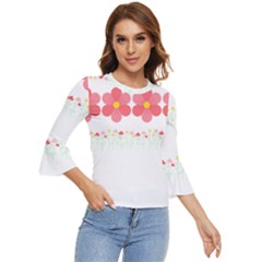 Spring T- Shirt Spring Flowers T- Shirt Bell Sleeve Top