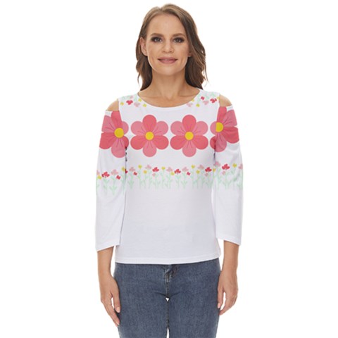 Spring T- Shirt Spring Flowers T- Shirt Cut Out Wide Sleeve Top by maxcute