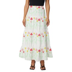 Spring T- Shirt Spring Flowers T- Shirt Tiered Ruffle Maxi Skirt by maxcute