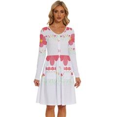 Spring T- Shirt Spring Flowers T- Shirt Long Sleeve Dress With Pocket