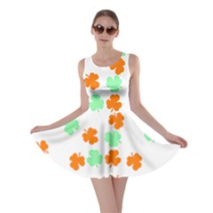 St Patricks Day T- Shirt Green White Orange Shamrock Pattern T- Shirt Skater Dress