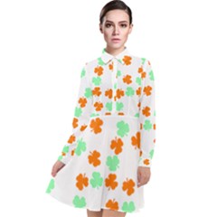 St Patricks Day T- Shirt Green White Orange Shamrock Pattern T- Shirt Long Sleeve Chiffon Shirt Dress