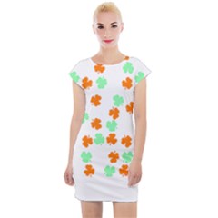 St Patricks Day T- Shirt Green White Orange Shamrock Pattern T- Shirt Cap Sleeve Bodycon Dress