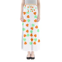 St Patricks Day T- Shirt Green White Orange Shamrock Pattern T- Shirt Full Length Maxi Skirt