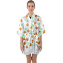 St Patricks Day T- Shirt Green White Orange Shamrock Pattern T- Shirt Half Sleeve Satin Kimono  View1