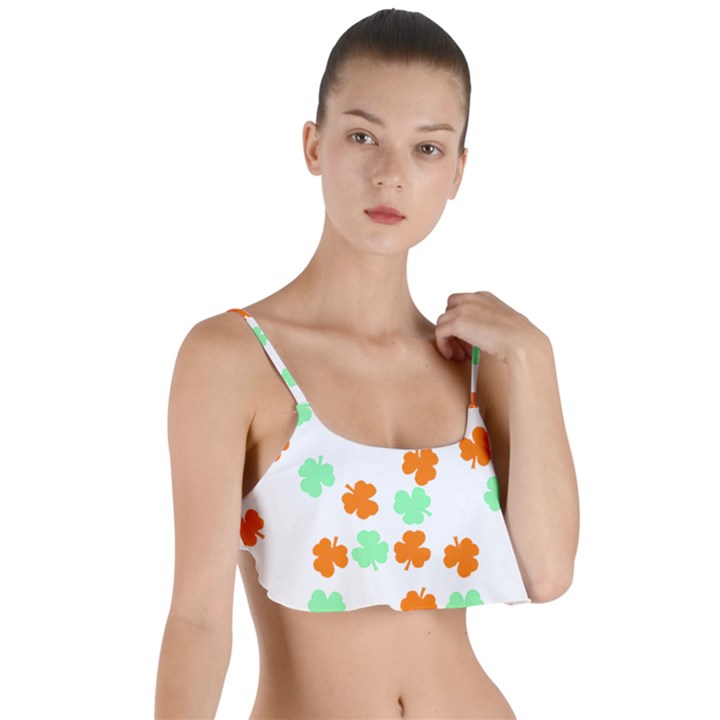 St Patricks Day T- Shirt Green White Orange Shamrock Pattern T- Shirt Layered Top Bikini Top 