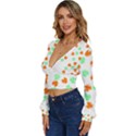 St Patricks Day T- Shirt Green White Orange Shamrock Pattern T- Shirt Long Sleeve Deep-V Velour Top View2