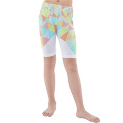 Stained Glass T- Shirt Polygon Geometric Heart Retro T- Shirt Kids  Mid Length Swim Shorts by maxcute